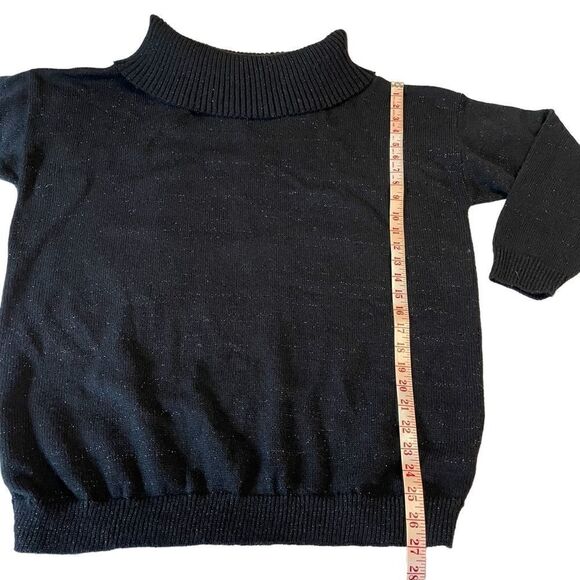 Vtg 80s Black and silver sparkly turn down collar oversize sweater . - Picture 6 of 10
